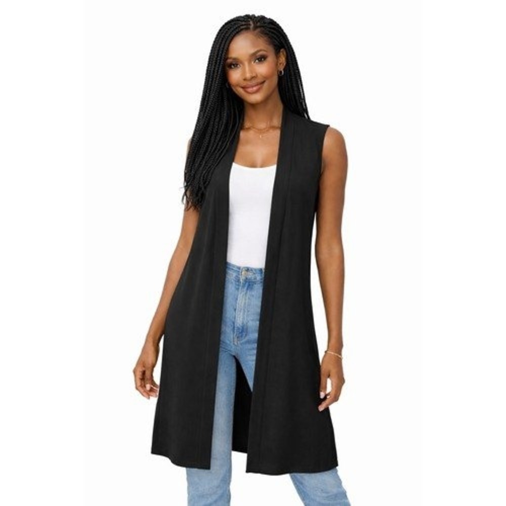The Limited Vest Black Open Front Professional Sleeveless Duster Womens XL
